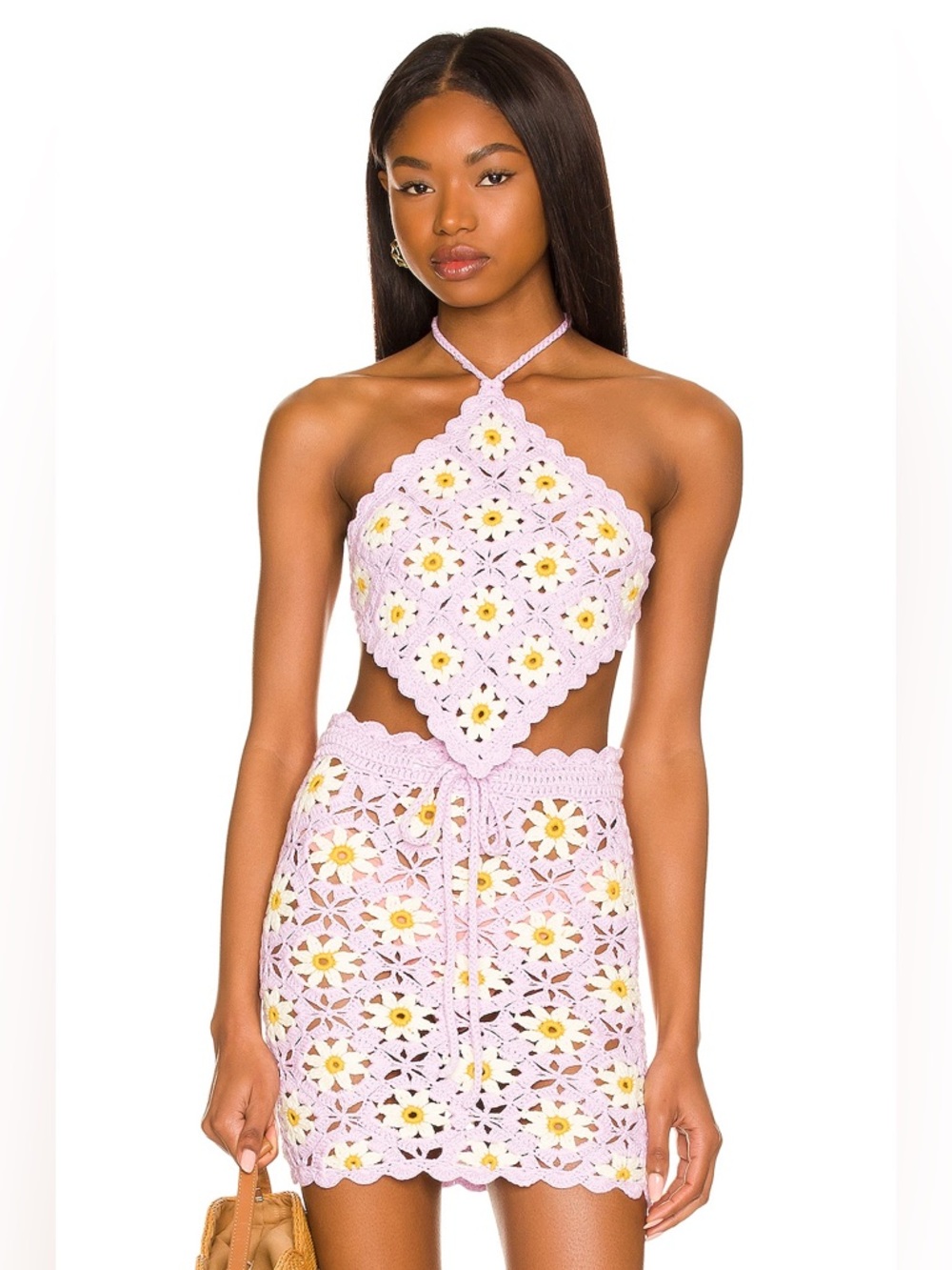 NWT Lovers & Friends Delilah Wildflower Crochet top in Purple and Yellow size S